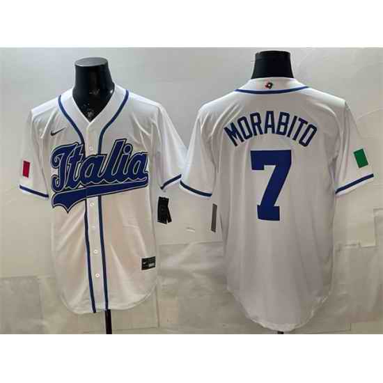 Men Italy Baseball  7 Nick Morabito White 2026 World Baseball Classic Home Stadium Stitched Jersey