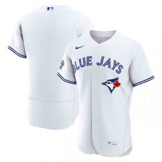 Men Toronto Blue Jays Blank White 50 Seasons Patch Stitched Baseball Jersey