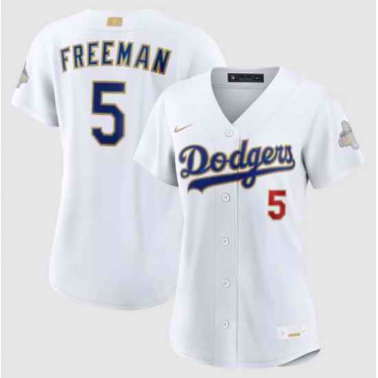 Women Los Angeles Dodgers Freddie Freeman Nike White 2026 Gold Collection Stadium Jersey