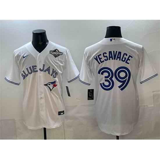 Men Toronto Blue Jays 39 Trey Yesavage White 2025 World Series Home Cool Base Stitched Baseball Jersey