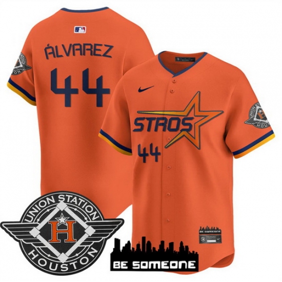 Men Houston Astros 44 Yordan Alvarez Orange 2025 City Connect Limited Stitched Baseball Jersey