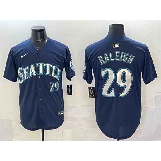 Men Seattle Mariners 29 Cal Raleigh Navy Limited Stitched jersey