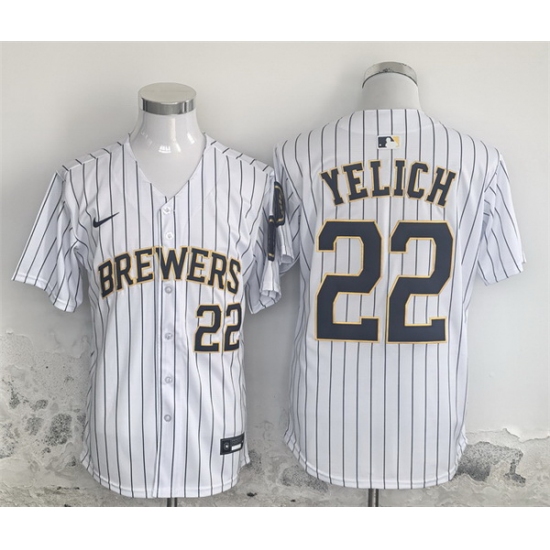 Men Milwaukee Brewers 22 Christian Yelich White Alternate Limited Stitched Jersey