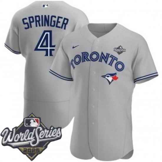 Men Toronto Blue Jays 4 George Springer Grey Flex Base Stitched Jerse
