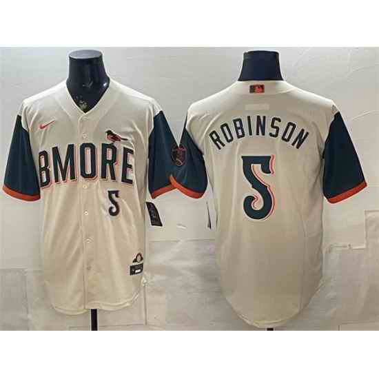 Men Baltimore Orioles  5 Brooks Robinson Natural 2026 City Connect Stadium Stitched Baseball Jersey