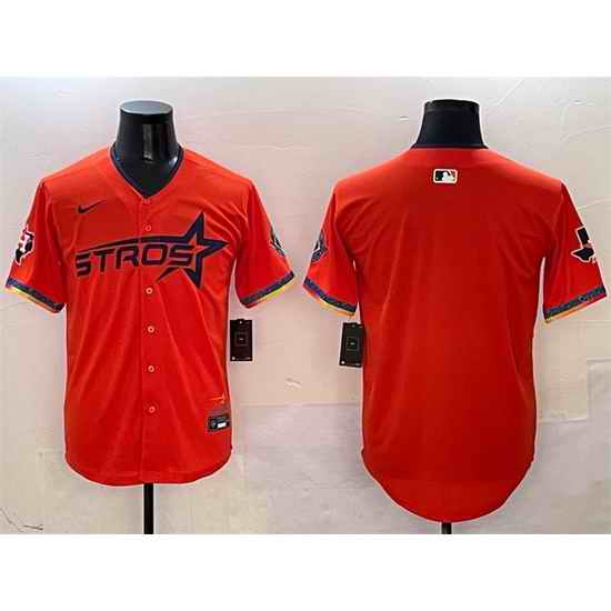 Men Houston Astros Blank Orange 2025 City Connect With Texas Patch Limited Stitched Baseball Jersey
