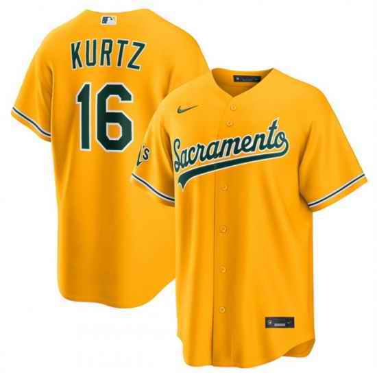 Men Oakland Athletics  16 Nick Kurtz 2026 Yellow Alternate Sacramento Celebrating 125 Years Vapor Limited Stitched Baseball Jersey