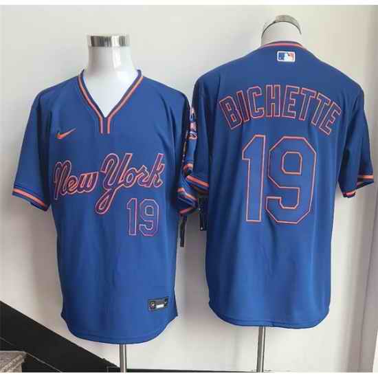 Men New York Mets  19 Bo Bichette Blue Stitched Baseball Jersey