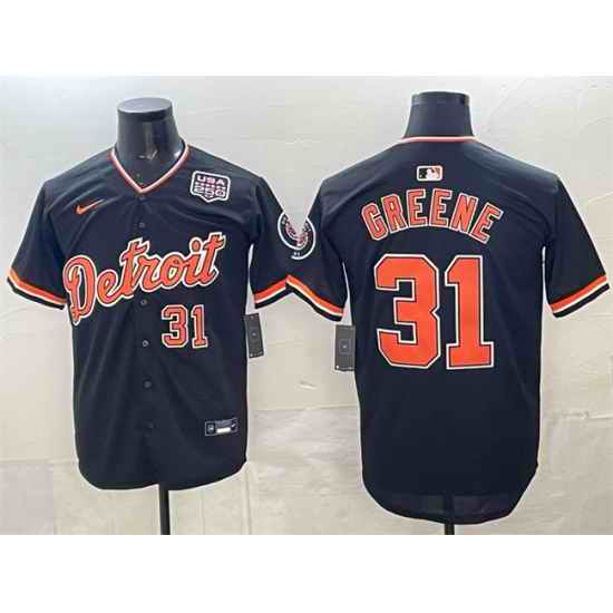 Men Detroit Tigers  31 Riley Greene Navy 2026 Alternate USA 250  Patch Vapor Premier Limited Stitched Baseball Jersey