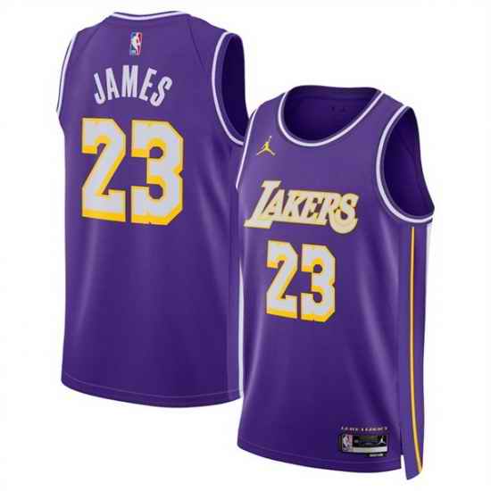 Men Los Angeles Lakers 23 LeBron James Purple 2025 Statement Edition Stitched Basketball Jersey
