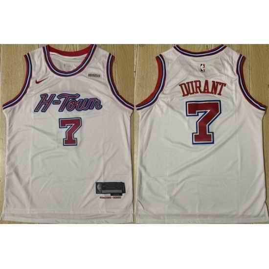 Men Houston Rockets 7 Kevin Durant White 2024 25 Stitched Jersey