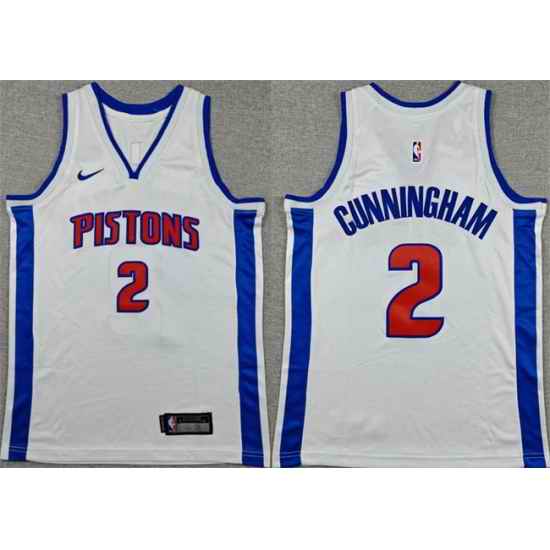 Youth Detroit Pistons  2 Cade Cunningham White Stitched Basketball Jersey