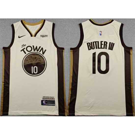 Men Golden State Warriors 10 Jimmy Butler III Tan 2025 City Edition Stitched Basketball Jersey