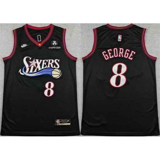 Men Philadelphia 76ers 8 Paul George Black 2025 Classic Edition Stitched Stitched Jersey