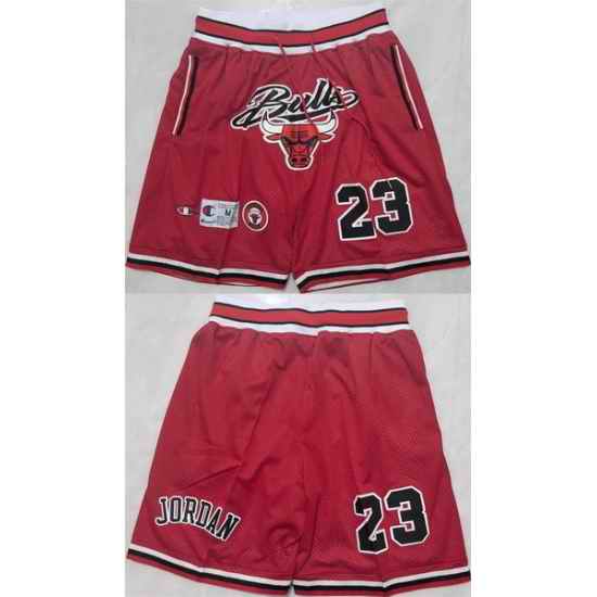 Men Chicago Bulls 23 Michael Jordan Red Shorts