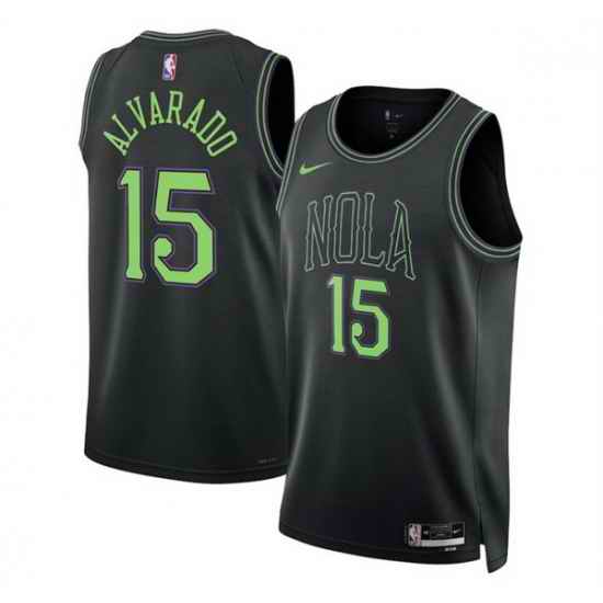 Men New Orleans Pelicans 15 Jose Alvarado Black 2025 26 City Ediiton Stitched Basketball Jersey
