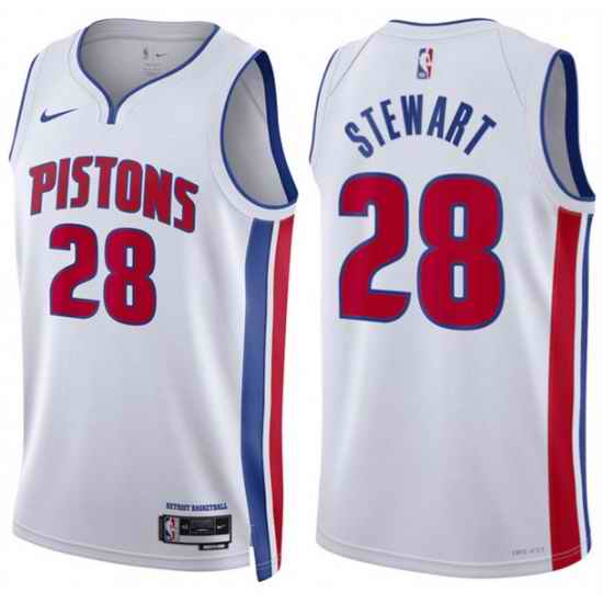 Men Detroit Pistons  28 Isaiah Stewart White Association Edition Stitched Basketball Jersey