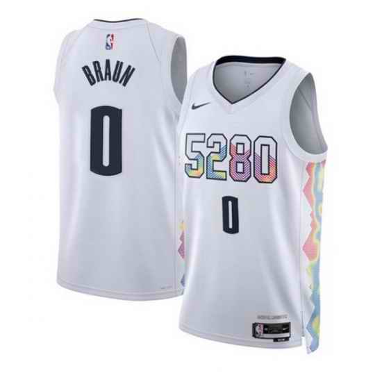 Men Denver Nuggets  0 Christian Braun White 2024 25 City Edition Stitched Basketball Jersey