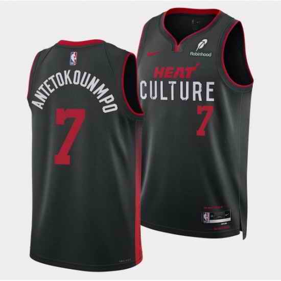 Men Miami Heat  7 Giannis Antetokounmpo Black 2026 Culture Swingman Stitched Basketball Jersey