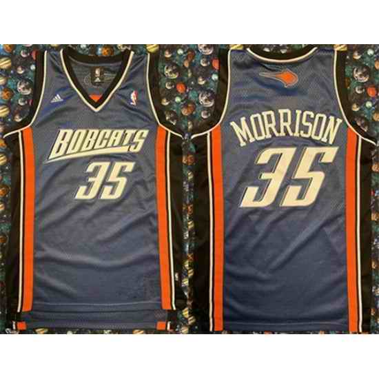 Men Charlotte Hornets 35 Adam Morrison Navy Stitched Basketball Jersey