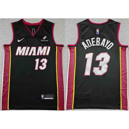 Men Miami Heat 13 Bam Adebayo Black Icon Edition Stitched Basketball Jersey
