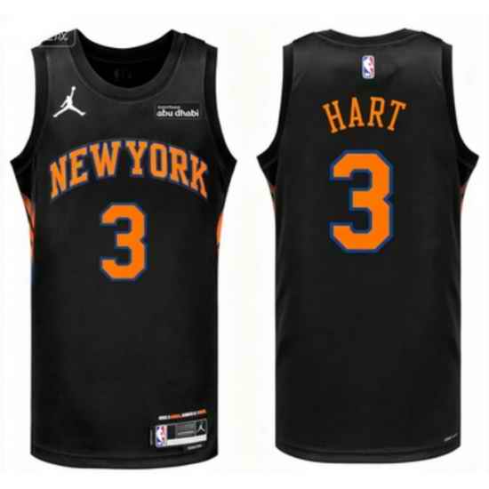 Men New Yok Knicks Josh Hart #3 Black Stitched NBA Basketball Jersey