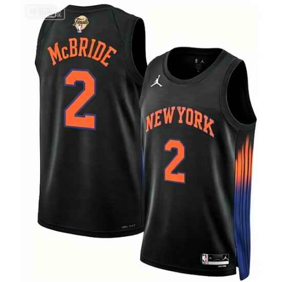 Men New Yok Knicks 2 Miles McBride Black 2026 Final Patch 2026 Finals Patch Statement Edition Stitched Basketball Jersey