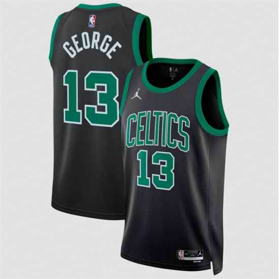Men Boston Celtics  13 Paul George Black Statement Edition Stitched Basketball Jersey