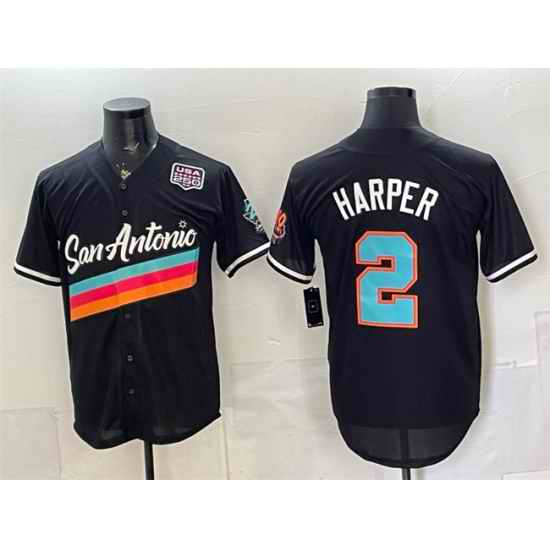 Men San Antonio Spurs  2 Dylan Harper Black USA 250  Patch City Edition Stitched Baseball Jersey