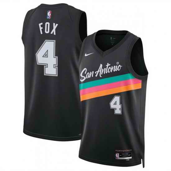 Men San Antonio Spurs 4 De 27Aaron Fox Black 2025 26 City Edition Stitched Basketball Jersey