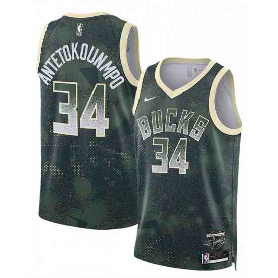 Men Milwaukee Bucks 34 Giannis Antetokounmpo Green 2025 Select Series Swingman Stitched Basketball Jersey