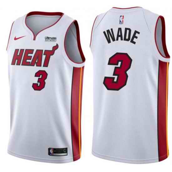 Men Miami Heat  3 Dwyane Wade White Association Edition Swingman Stitched Jersey