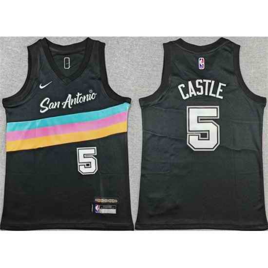 Youth San Antonio Spurs  5 Stephon Castle Black 2025 City Edition Stitched Jersey