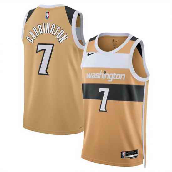 Men Washington Wizards 7 Bub Carrington Gold 2025 26 City Edition Stitched Basketball Jersey