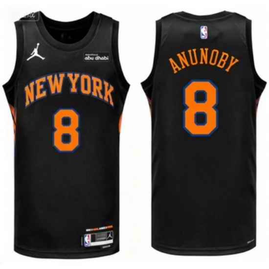 Men New Yok Knicks OG Anunoby #8 Black Stitched NBA Basketball Jersey