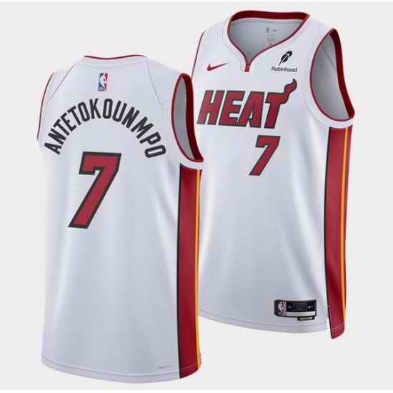 Men Miami Heat  7 Giannis Antetokounmpo White 2026 Association Swingman Stitched Basketball Jersey