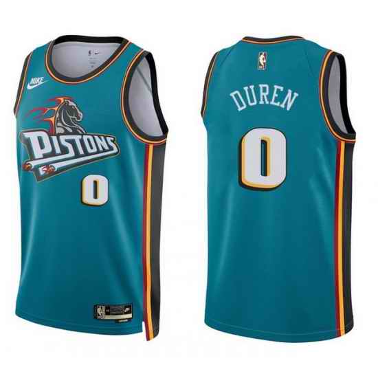 Men Detroit Pistons  0 Jalen Duren Teal Stitched Basketball Jersey