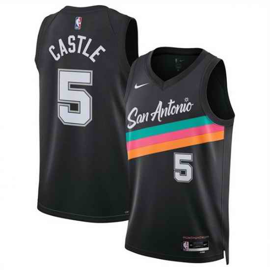Men San Antonio Spurs 5 Stephon Castle Black 2025 26 City Edition Stitched Basketball Jersey
