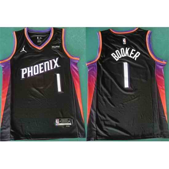 Men Phoenix Suns 1 Devin Booker Black 2025 Statement Edition Stitched Basketball Jersey
