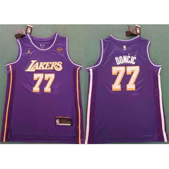 Men Los Angeles Lakers 77 Luka Doncic Purple 2025 Statement Edition Stitched Basketball Jersey