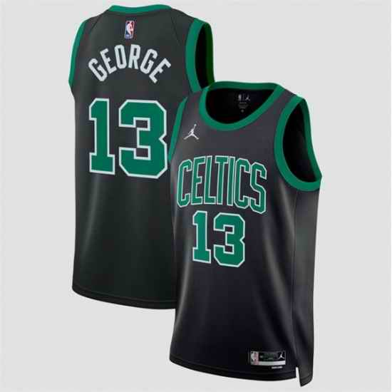 Men Boston Celtics  13 Paul George Black Statement Edition Stitched Basketball Jersey