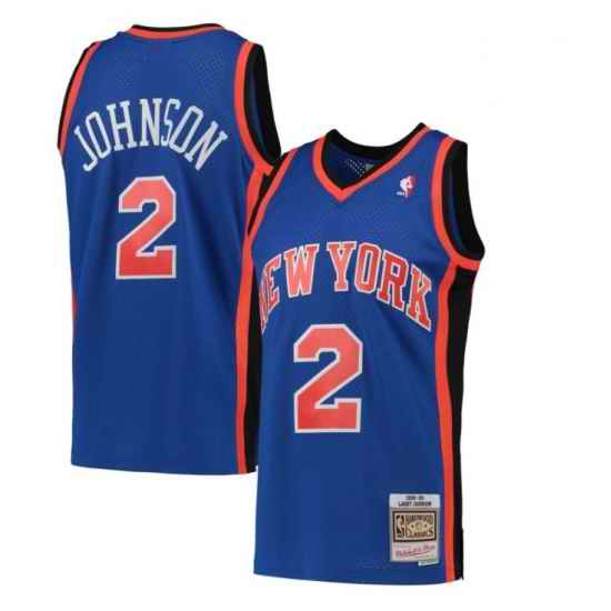 Men New York Knicks #2 Larry Johnson Mitchell Ness Hardwood Swingman Jersey