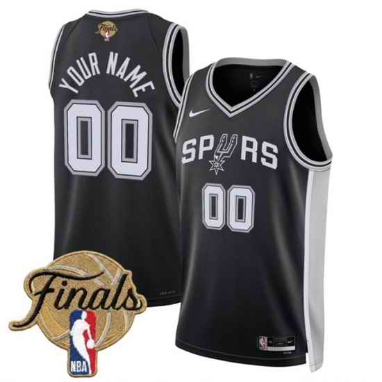 Men San Antonio Spurs Active Player Custom Black 2026 Finals Patch Icon Edition Stitched Basketball Jersey