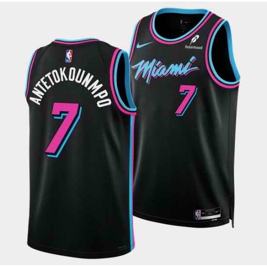 Men Miami Heat  7 Giannis Antetokounmpo Black 2026 Original Vice Nights Swingman Stitched Basketball Jersey