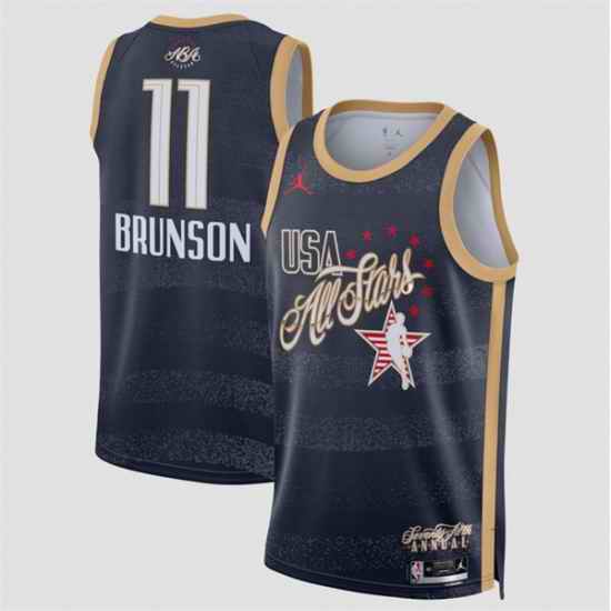 Men 2026 All Star  11 Jalen Brunson Navy Stitched Basketball Jersey
