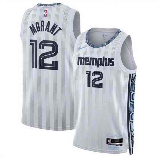 Men Memphis Grizzlies 12 Ja Morant White 2025 26 City Edition Stitched Basketball Jersey