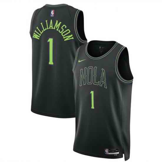 Men New Orleans Pelicans 1 Zion Williamson Black 2025 26 City Ediiton Stitched Basketball Jersey