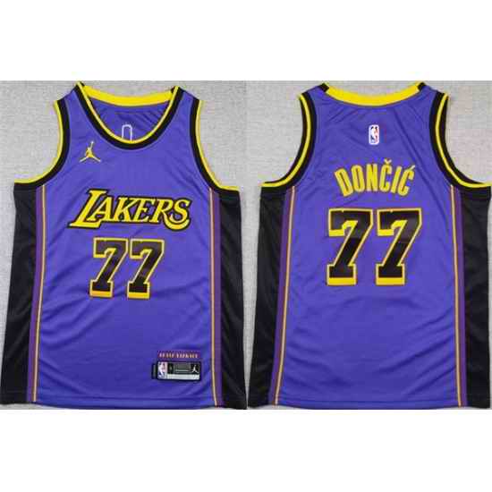 Youth Los Angeles Lakers 77 Luka Doncic Purple 2025 City Edition Stitched Basketball Jersey