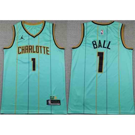 Men Charlotte Hornets 1 LaMelo Ball Mint 2024 25 City Edition Stitched Basketball Jersey