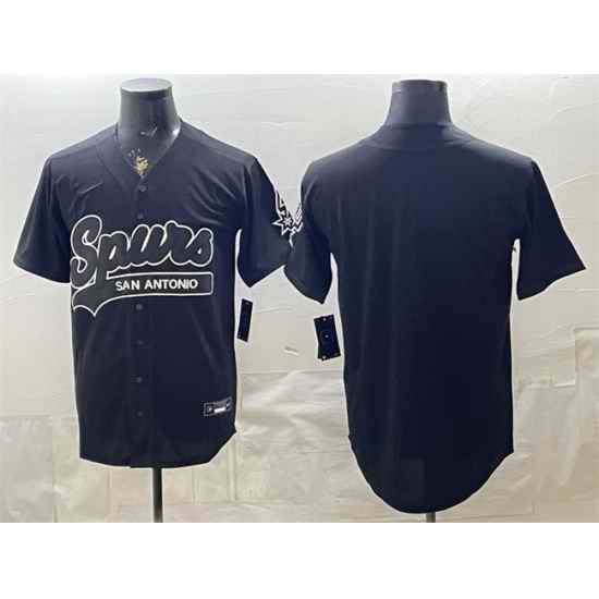 Men San Antonio Spurs Blank Black Stitched Baseball Jersey